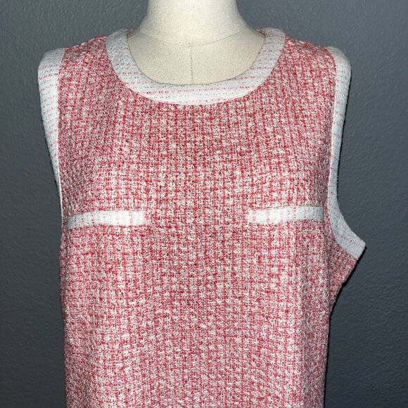 ANTHROPOLOGIE MAEVE RED WHITE & PINK BOUCLE TWEED CHANEL STYLE MINI DRESS - XL - Picture 2 of 15